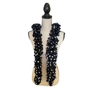 Womens Scarf Black White Polka Dot Ruffle Lightweight Goth